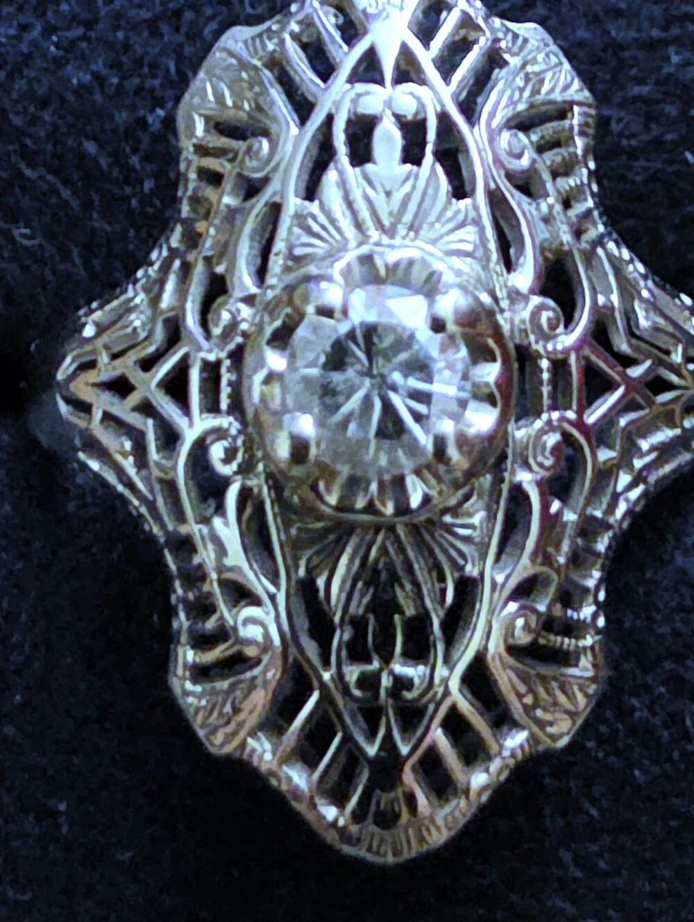 14k Diamond Filigree White Gold Ring (Vintage)